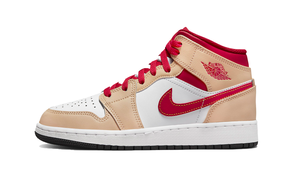 Air Jordan 1 Mid Beige Red GS